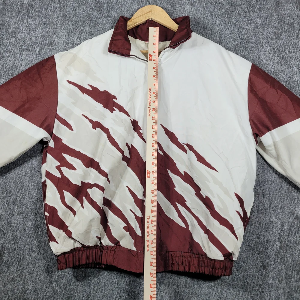 Hartwell Sports Jacket  Windbreaker 90s Maroon White Vtg Splash Pattern Retro L - Picture 3 of 7